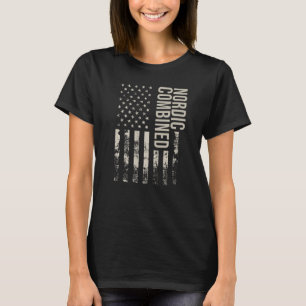 Vintage amerikanische Flagge Nordic Combined Premi T-Shirt