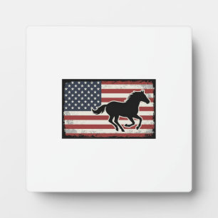 Vintage-Amerikanische-Flagge-Pferd-Vektor-Kunst-De Fotoplatte