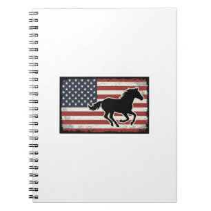 Vintage-Amerikanische-Flagge-Pferd-Vektor-Kunst-De Notizblock