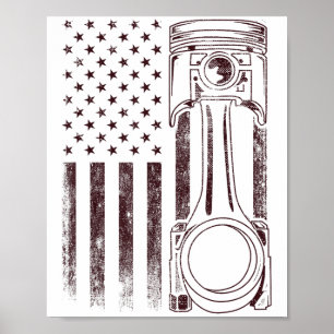 Vintage amerikanische Flagge Pistole Funny Muscle Poster