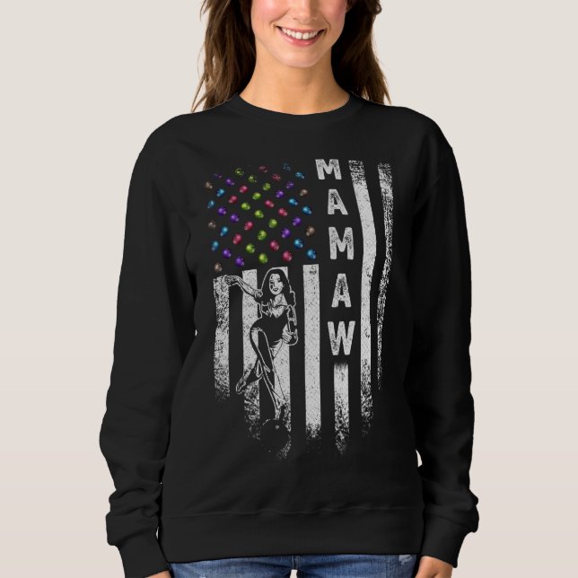 Vintage amerikanische Flagge Proud Bowling Mamaw B Sweatshirt (Vorderseite)