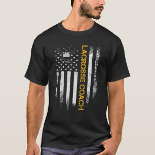 Vintage amerikanische Flagge Proud Lacrosse Coach T-Shirt