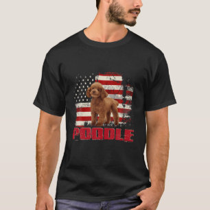 Vintage Amerikanische Flagge Pudel Hunde Liebhaber T-Shirt