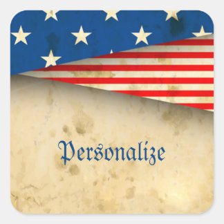 Vintage amerikanische Flagge Quadratischer Aufkleber