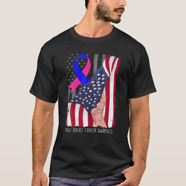 Vintage amerikanische Flagge Rosa beim männlichen  T-Shirt (Vorderseite)