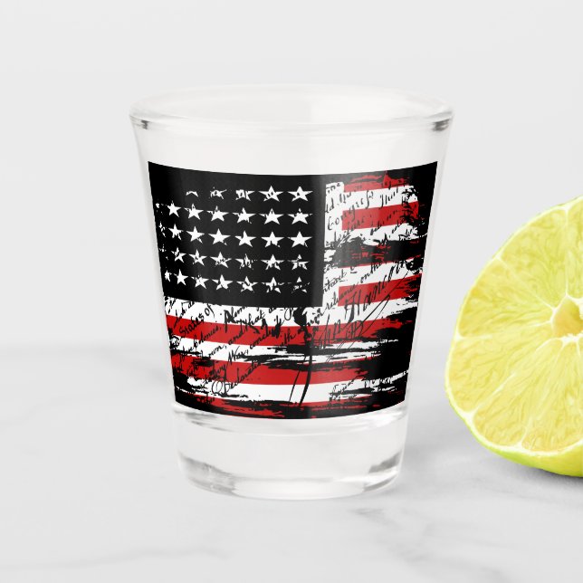 Vintage amerikanische Flagge Schnapsglas (Vorderseite)