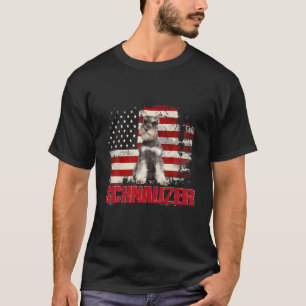 Vintage amerikanische Flagge Schnauzer Dog Lover T-Shirt