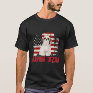 Vintage amerikanische Flagge Shih Tzu Dog Lover T-Shirt