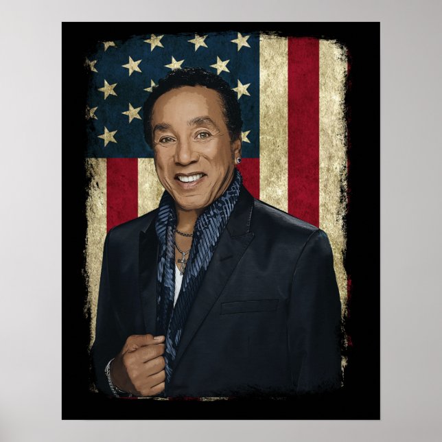 Vintage amerikanische Flagge Smokey Robinson Legen Poster (Vorne)