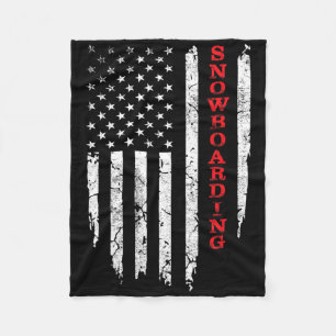 Vintage amerikanische Flagge Snowboarden Cool Snow Fleecedecke