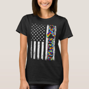 Vintage amerikanische Flagge Stepdad Autism Awaren T-Shirt