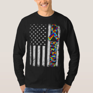Vintage amerikanische Flagge Stiefvater Autismus-B T-Shirt
