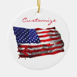 Vintage amerikanische Flagge Thunder_Cove Keramik Ornament