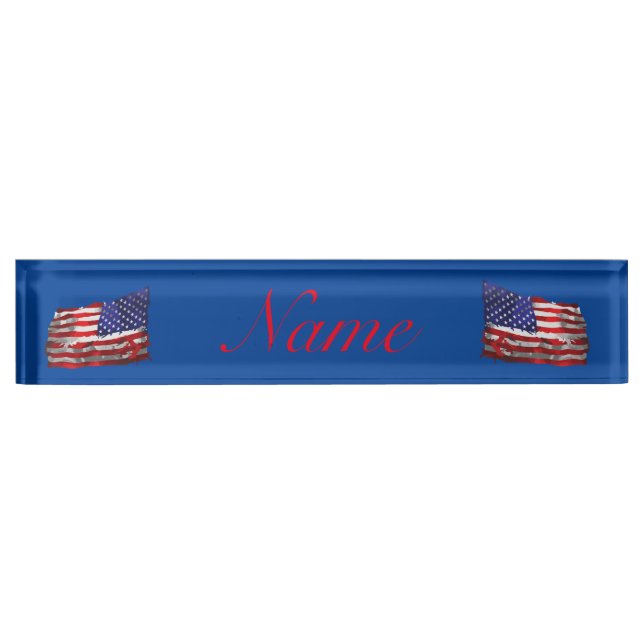 Vintage amerikanische Flagge Thunder_Cove Namensplakette (Vorderseite)