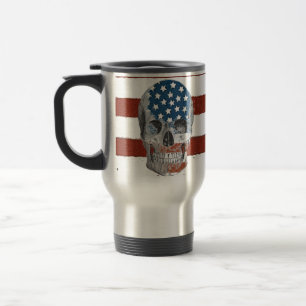 Vintage Amerikanische Flagge Totenkopf Reisebecher