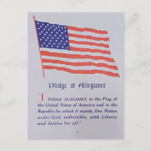 Vintage-amerikanische Flagge Treueeid Feiertagspostkarte