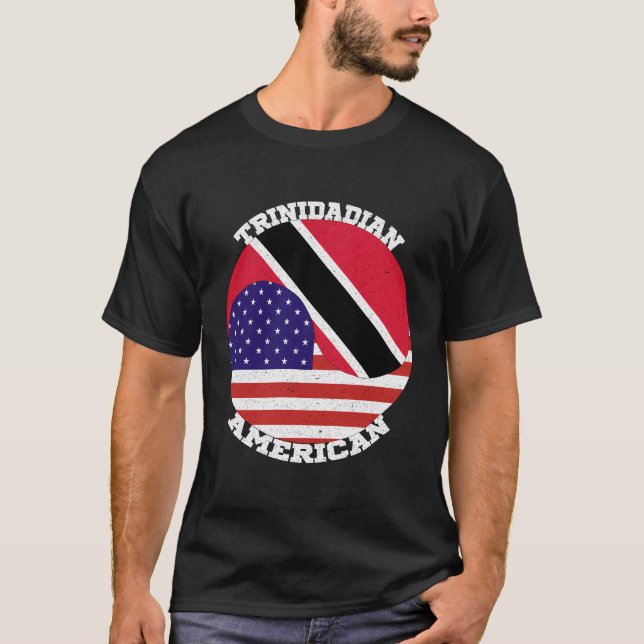 Vintage amerikanische Flagge Trinidad und USA T-Shirt (Vorderseite)