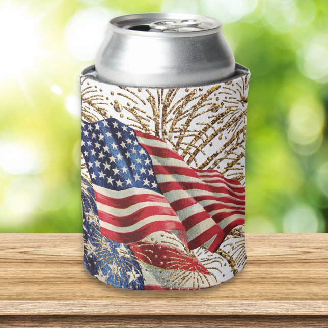 Vintage amerikanische Flagge und Feuerwerk vom 4.  Dosenkühler (Von Creator hochgeladen)