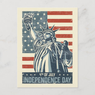 Vintage amerikanische Flagge und Freiheitsstatue Postkarte