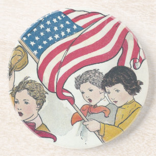 Vintage amerikanische Flagge und Kinder Untersetzer