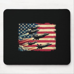 Vintage amerikanische Flagge USA-Kampfjets 4. Juli Mousepad