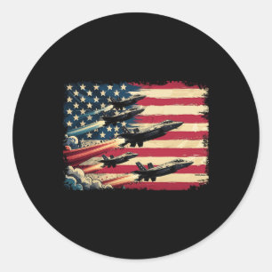 Vintage-amerikanische Flagge USA-Kampfjets 4. Juli Runder Aufkleber