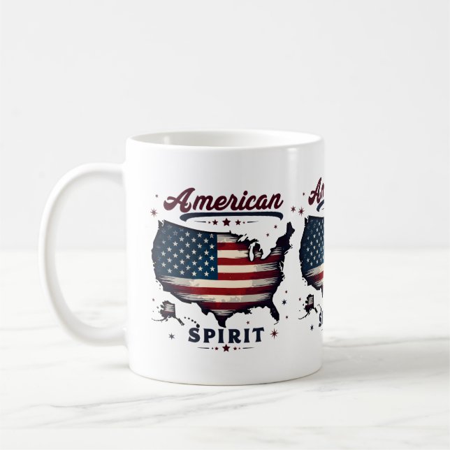 Vintage amerikanische Flagge USA Karte Distressive Kaffeetasse (Links)