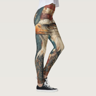 Vintage-Amerikanische-Flagge-Weißkopfseeadler-Legg Leggings