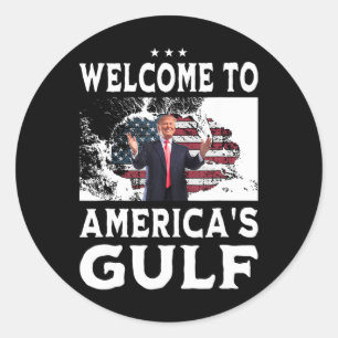 Vintage amerikanische Flagge Willkommen am Golf vo Runder Aufkleber