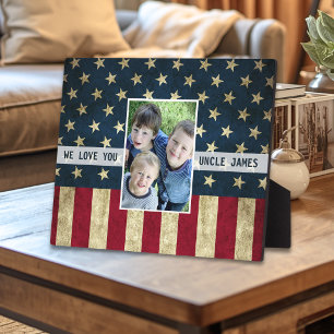 Vintage amerikanische Flagge Wir lieben dich Onkel Fotoplatte