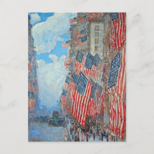 Vintage-amerikanische Flaggen auf Stadtstraßenmale Postkarte