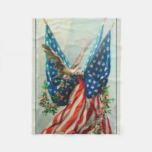 Vintage amerikanische Flaggen Fleecedecke (Vorderseite)