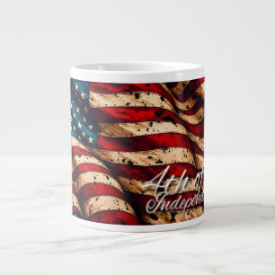 Vintage-Amerikanische-Flaggen-Kunst für den 4. Jul Jumbo-Tasse