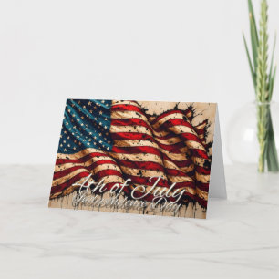 Vintage-Amerikanische-Flaggen-Kunst für den 4. Jul Karte
