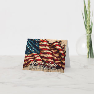 Vintage-Amerikanische-Flaggen-Kunst zum 4. Juli Dankeskarte