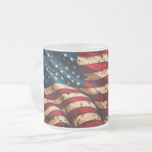 Vintage-Amerikanische-Flaggen-Kunst zum 4. Juli Mattglastasse