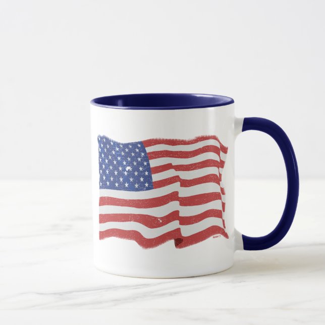 Vintage amerikanische Flaggen-Tasse Tasse (Rechts)