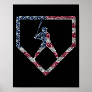 Vintage amerikanische Flaggen US Baseball Tropfen Poster