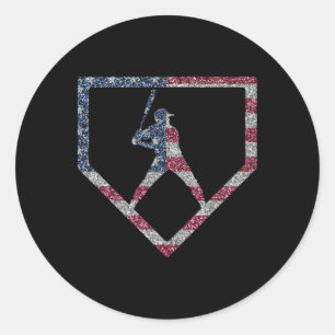 Vintage amerikanische Flaggen US Baseball Tropfen  Runder Aufkleber