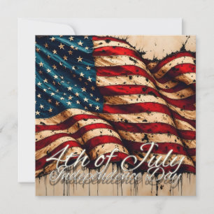 Vintage-amerikanische Flaggenkunst zum 4. Juli Mitteilungskarte