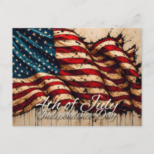 Vintage-amerikanische Flaggenkunst zum 4. Juli Postkarte