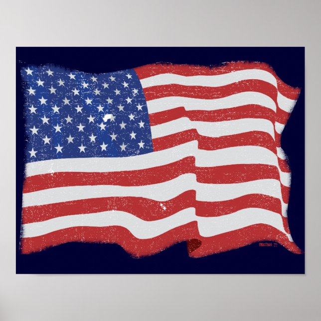 Vintage amerikanische Flaggenposter Poster (Vorne)