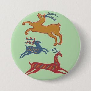 Vintage Amerikanische Folk Art Hirsch in Sonderfar Button