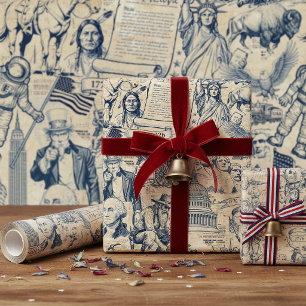 Vintage-amerikanische Geschichtscollage USA 250 ID Geschenkpapier