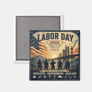 Vintage-amerikanische Labor-Day-Arbeiter-Tribut-Ku Magnet