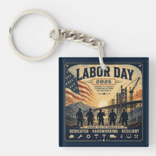 Vintage-amerikanische Labor Day-Arbeiter-Tribut-Ku Schlüsselanhänger