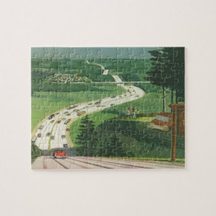 Vintage amerikanische Landschaften, Autos Roadtrip Puzzle