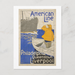 Vintage amerikanische Linie Philadelphia Liverpool Postkarte