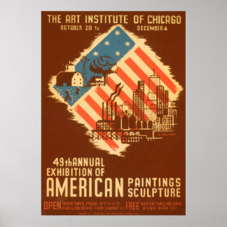 Vintage amerikanische Malerei Poster