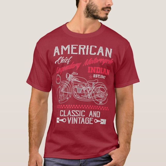 Vintage amerikanische Motorradfahrer T-Shirt (Vorderseite)